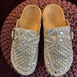 Embellished Silver Slip-On Shoes size 39